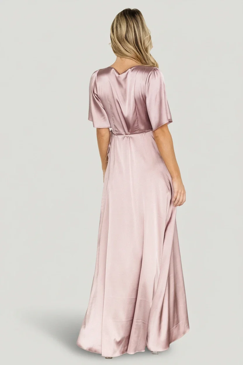 Vara Satin Maxi Wrap Dress — Lilac Wrap Maxi 5 Vara Satin Maxi Wrap Dress — Lilac Wrap Maxi