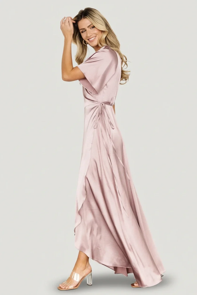 Vara Satin Maxi Wrap Dress — Lilac Wrap Maxi 7 Vara Satin Maxi Wrap Dress — Lilac Wrap Maxi