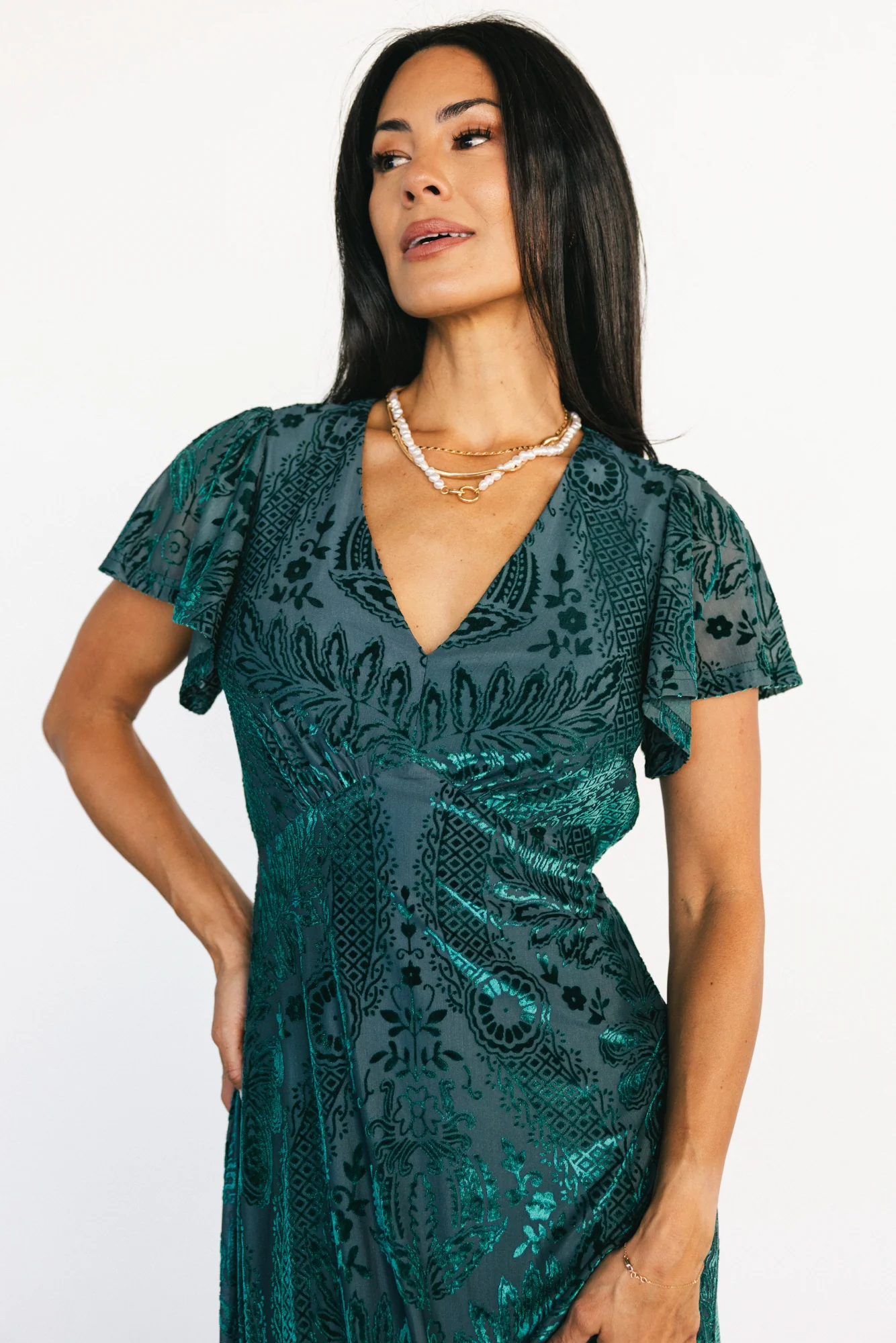 Kimberly Velvet Burnout Maxi Dress in Emerald 3 Kimberly Velvet Burnout Maxi Dress in Emerald