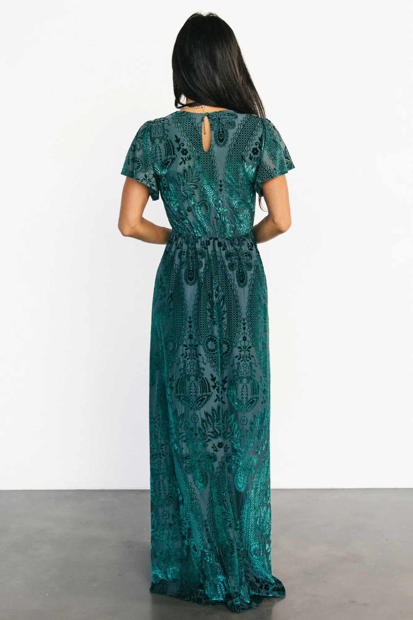 Kimberly Velvet Burnout Maxi Dress in Emerald 5 Kimberly Velvet Burnout Maxi Dress in Emerald