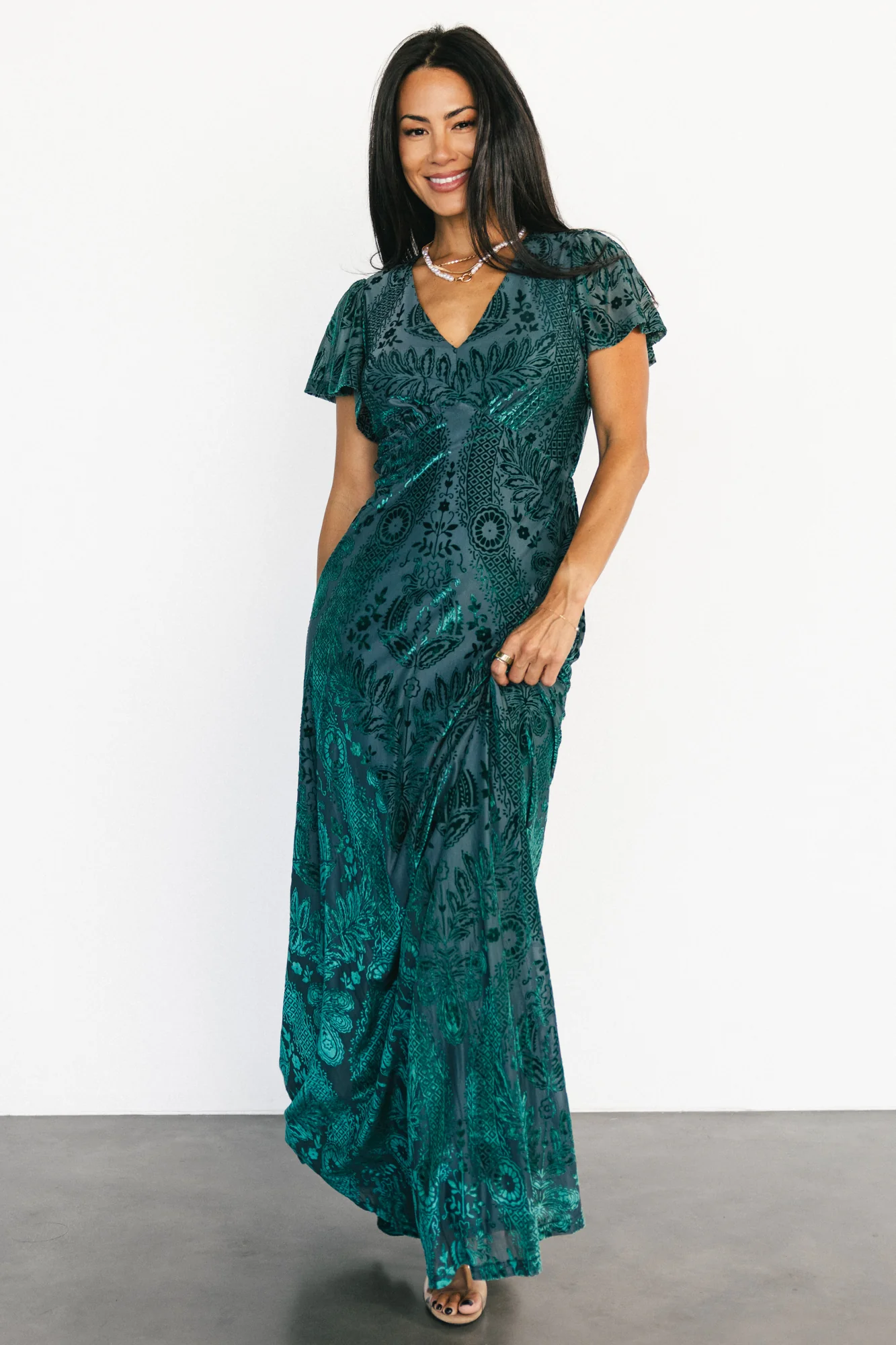 Kimberly Velvet Burnout Maxi Dress in Emerald 6 Kimberly Velvet Burnout Maxi Dress in Emerald