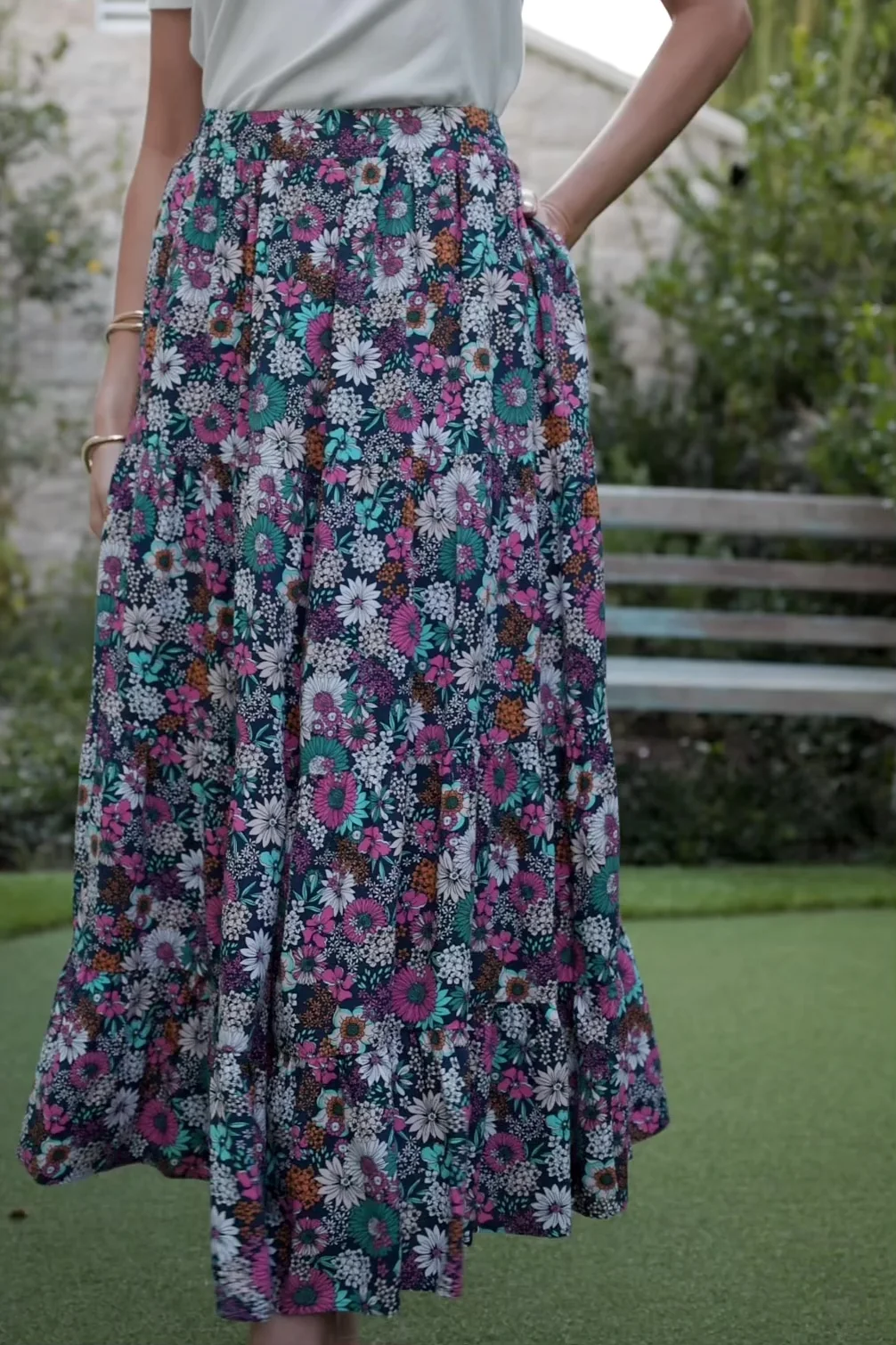 Reilly Maxi Skirt — Navy Flower Print