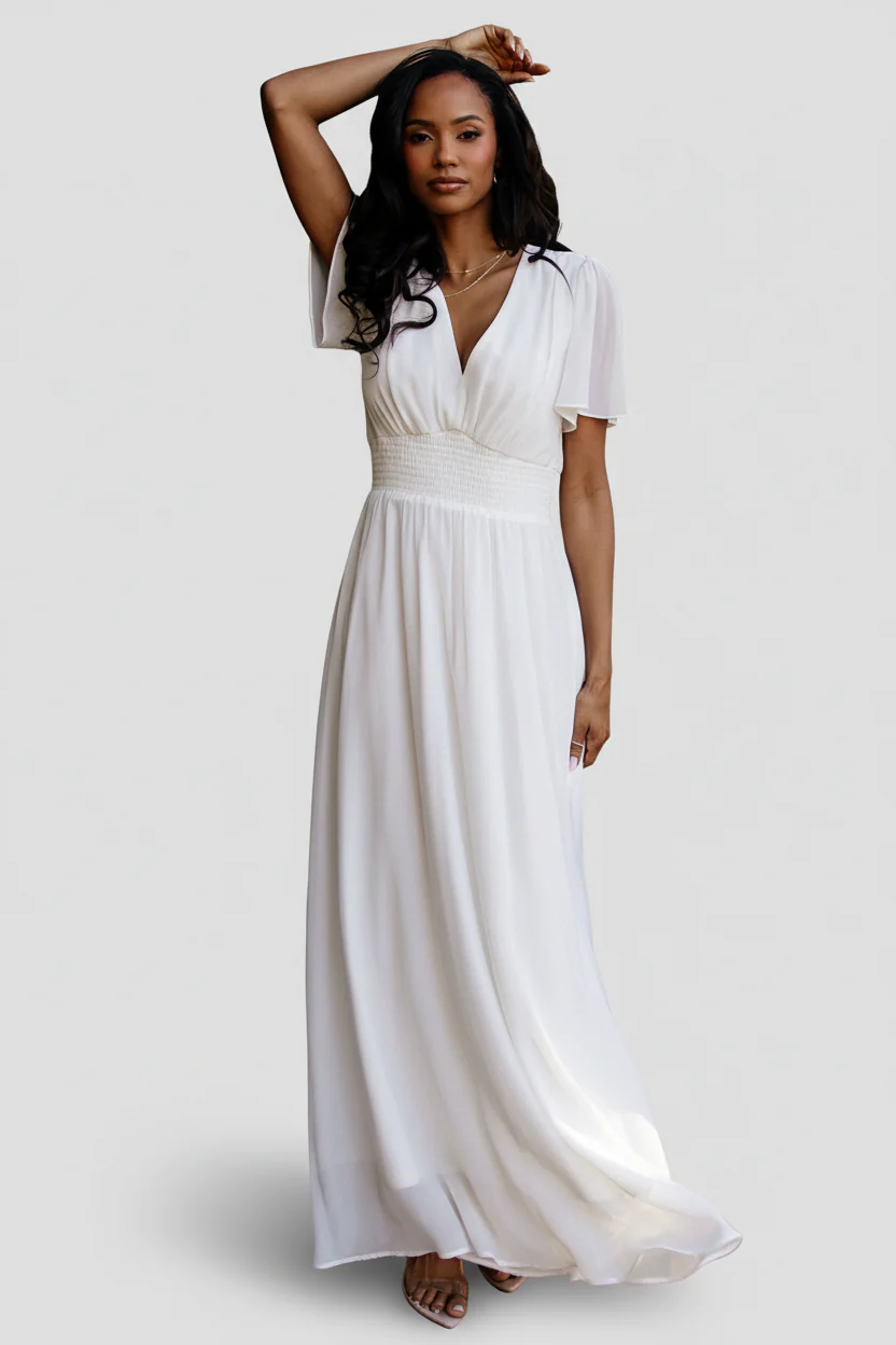Birdie Maxi Dress — V-neck, Smocked Waist