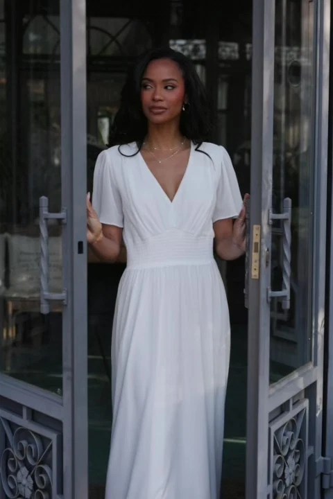 Birdie Maxi Dress — V-neck, Smocked Waist