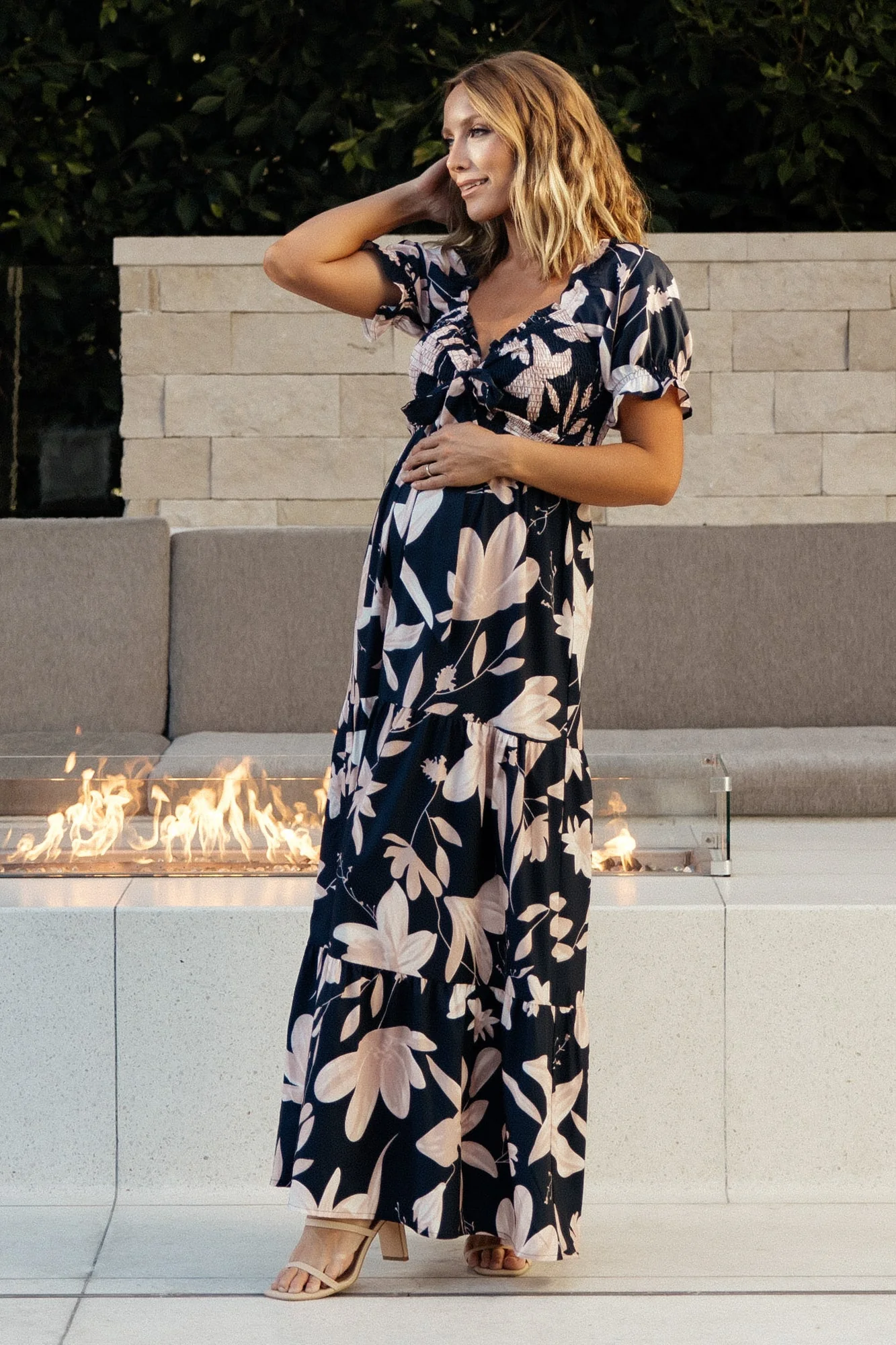 Hilaria Maxi Dress — Navy + Blush, Smocked 6 Hilaria Maxi Dress — Navy + Blush, Smocked