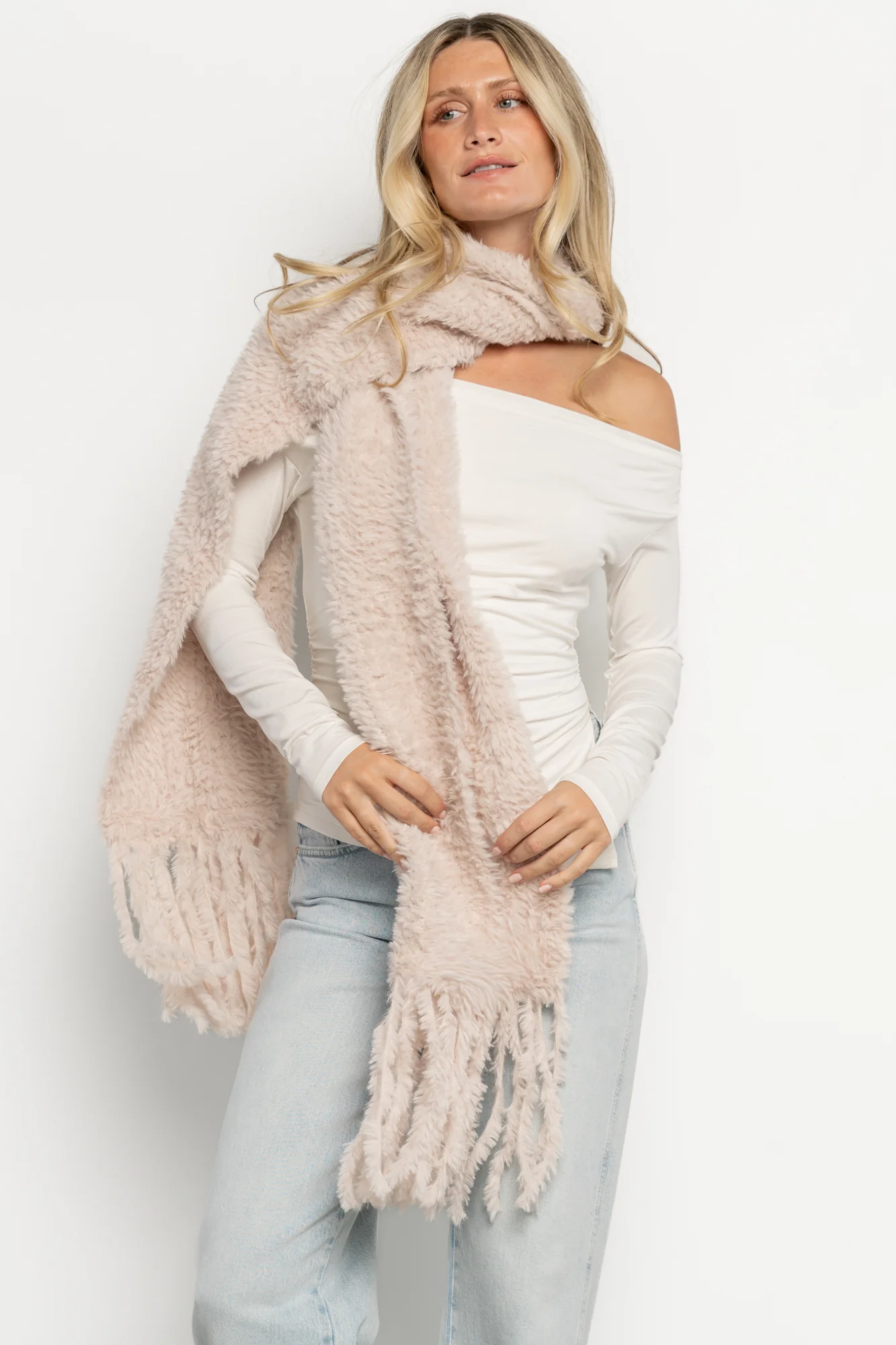 Felicity Soft Blanket Scarf | Light Beige