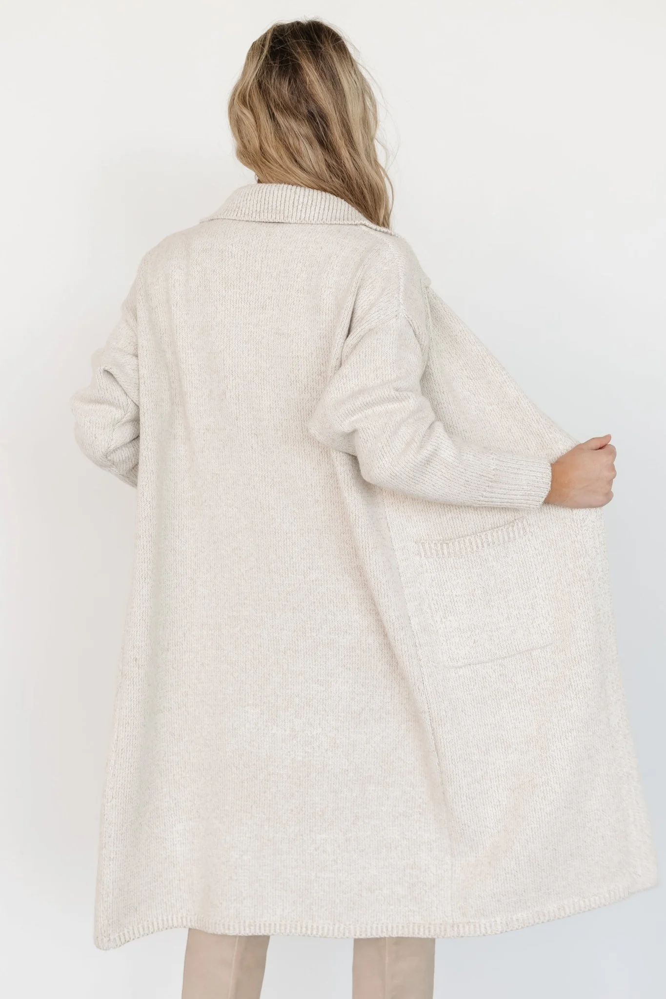 Ontario Long Button Cardigan - Oatmeal Ribbed 5 Ontario Long Button Cardigan - Oatmeal Ribbed