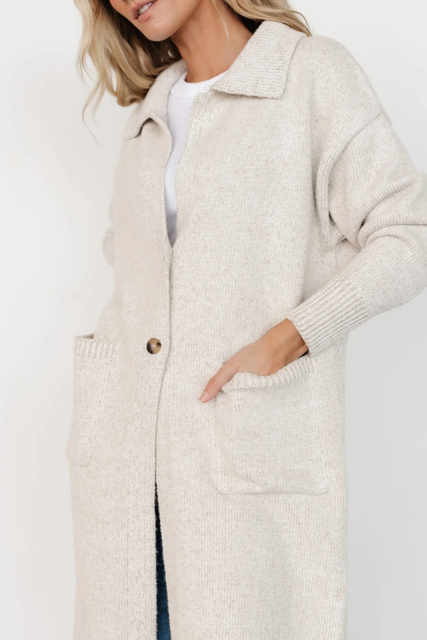Ontario Long Button Cardigan - Oatmeal Ribbed 7 Ontario Long Button Cardigan - Oatmeal Ribbed