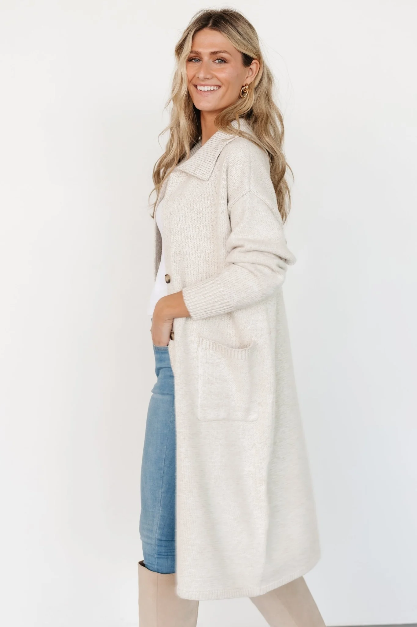 Ontario Long Button Cardigan - Oatmeal Ribbed 8 Ontario Long Button Cardigan - Oatmeal Ribbed