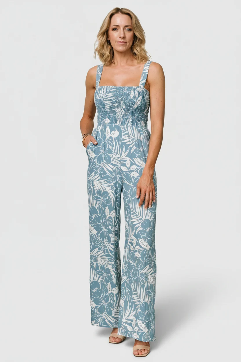 Keely Tank Jumpsuit — Blue Print Smocked