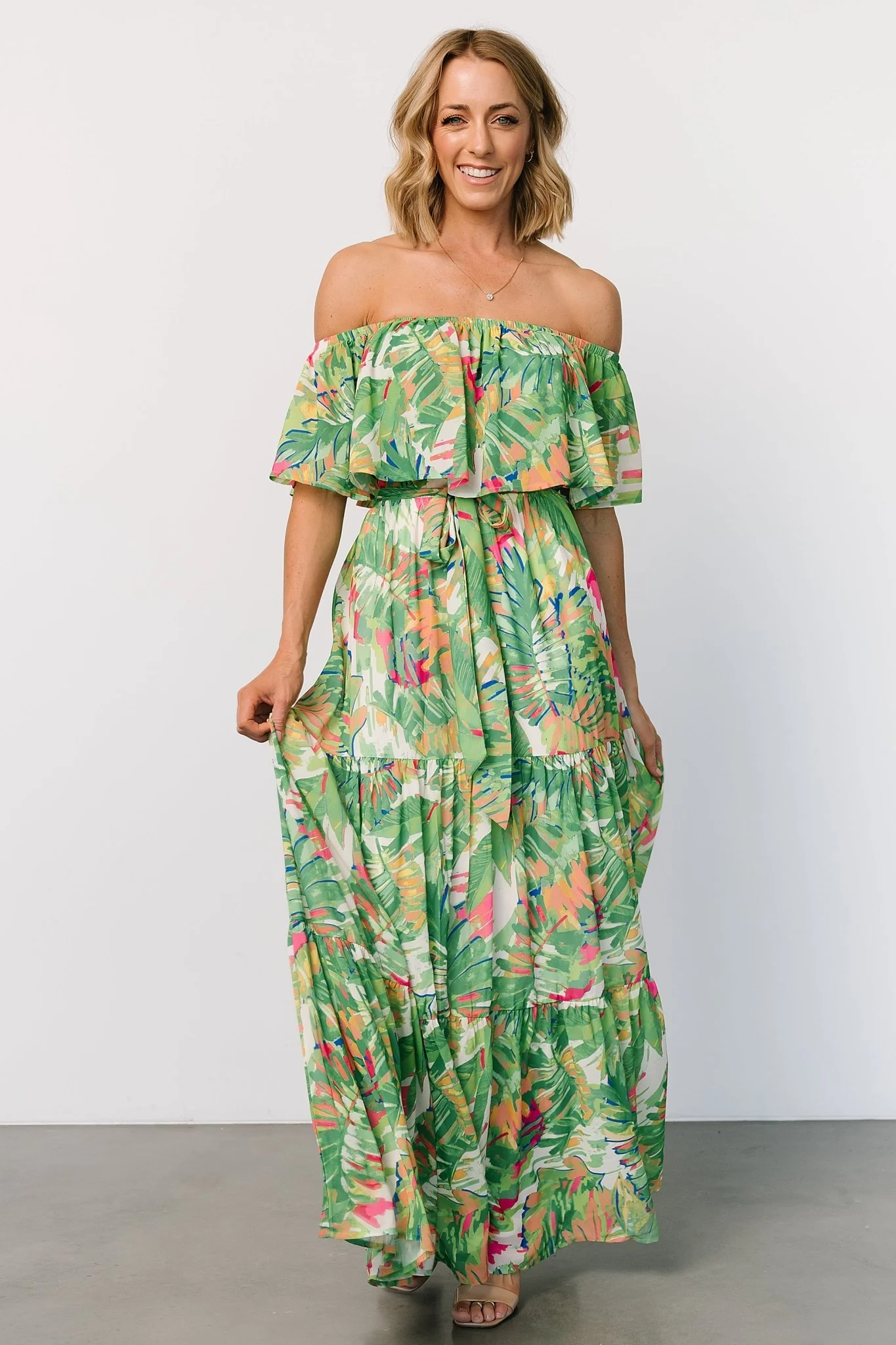 Sonoma Off-Shoulder Maxi Dress - Green Multi 11 Sonoma Off-Shoulder Maxi Dress - Green Multi