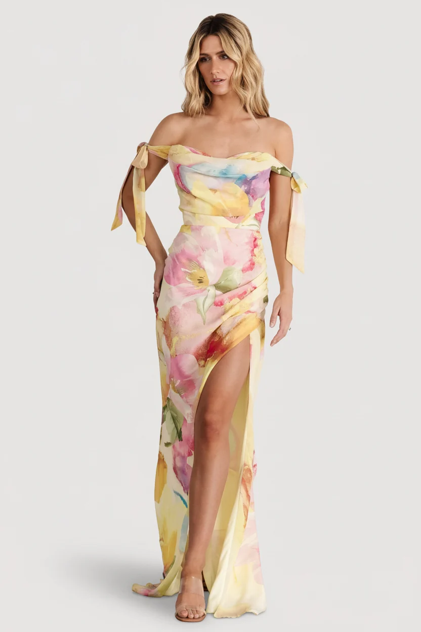 Allegra Off Shoulder Maxi Dress - Multi Floral 4 Allegra Off Shoulder Maxi Dress - Multi Floral