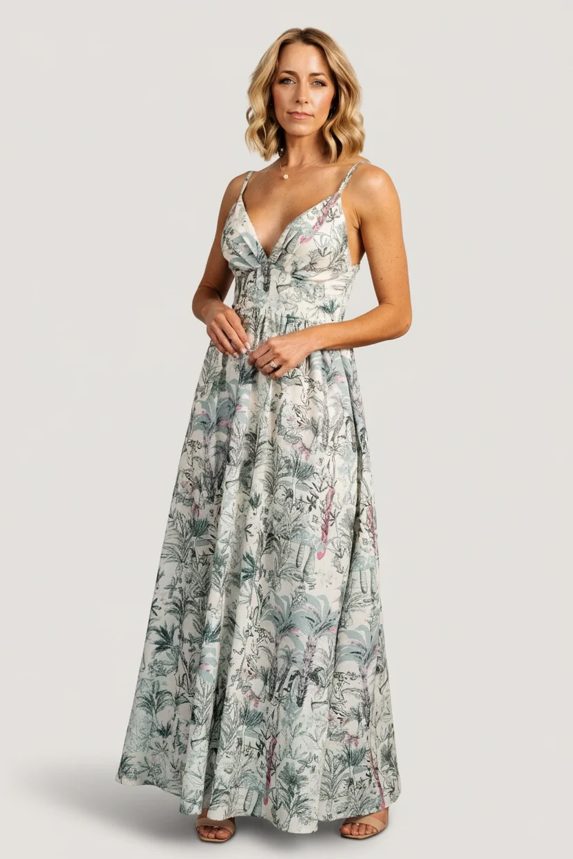 Naia Maxi Dress - Natural Sage Tropical Print 10 Naia Maxi Dress - Natural Sage Tropical Print