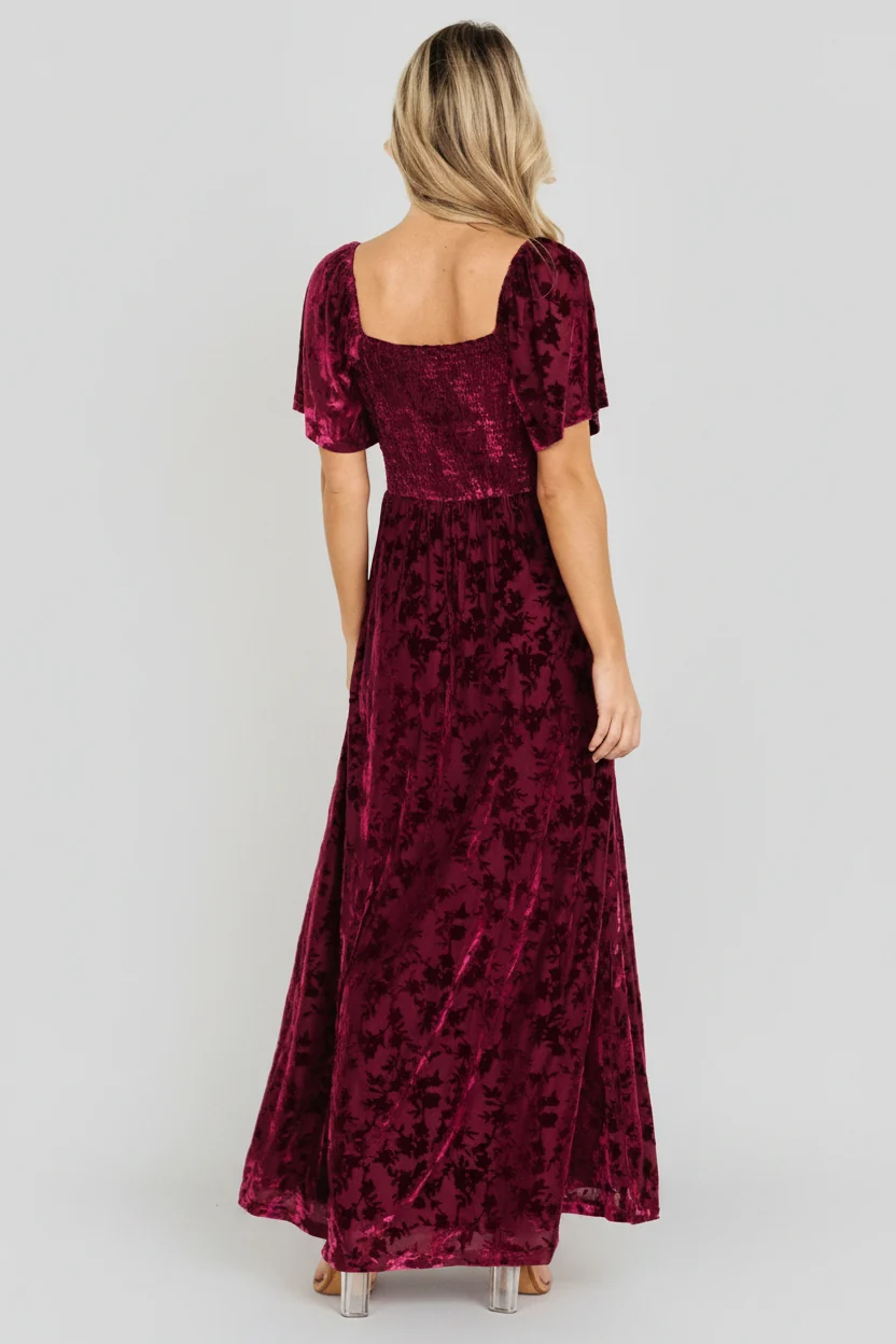 Everley Velvet Maxi Dress — Mulberry Floral 5 Everley Velvet Maxi Dress — Mulberry Floral