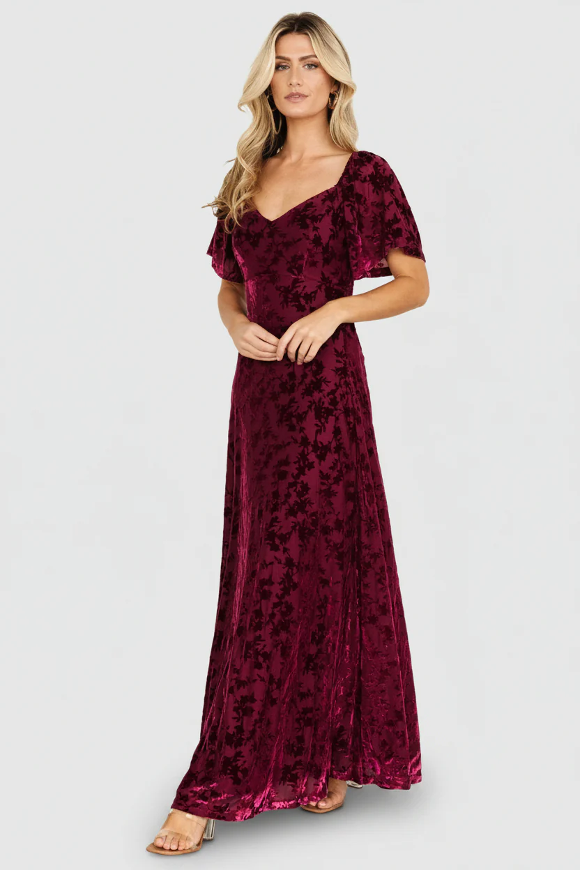 Everley Velvet Maxi Dress — Mulberry Floral 7 Everley Velvet Maxi Dress — Mulberry Floral