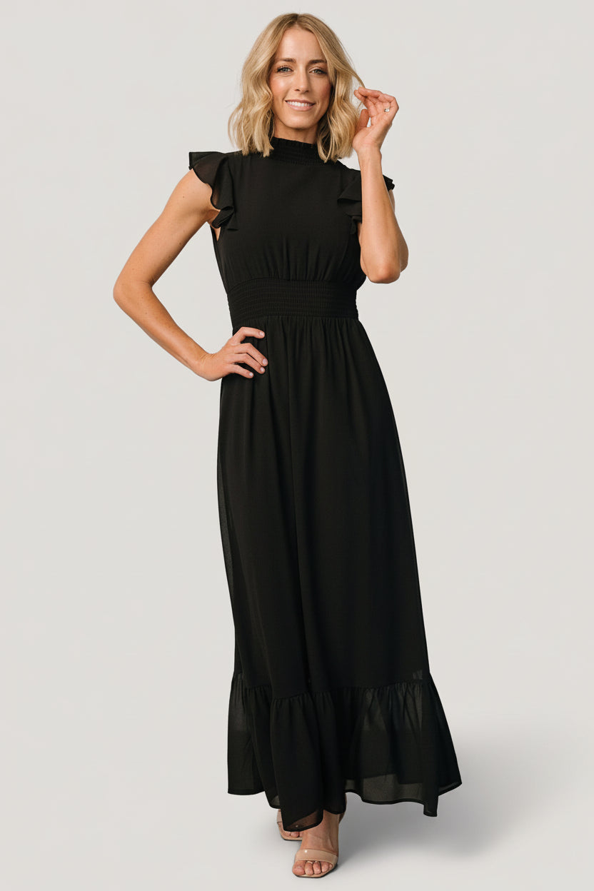 Kearny Ruffle Maxi Dress — Smocked Chiffon