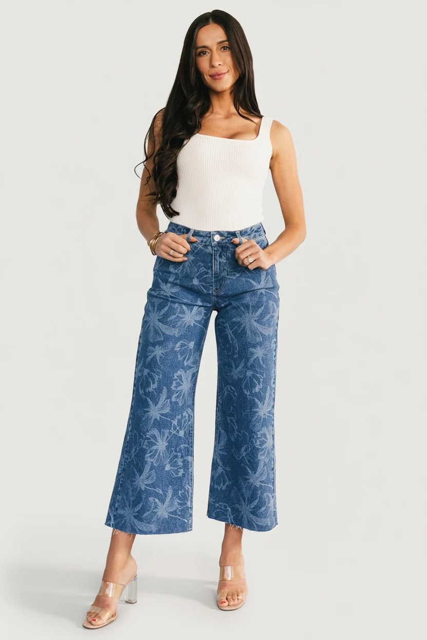 Cádiz Mid Rise Relaxed Jeans, Medium Floral 4 Cádiz Mid Rise Relaxed Jeans, Medium Floral