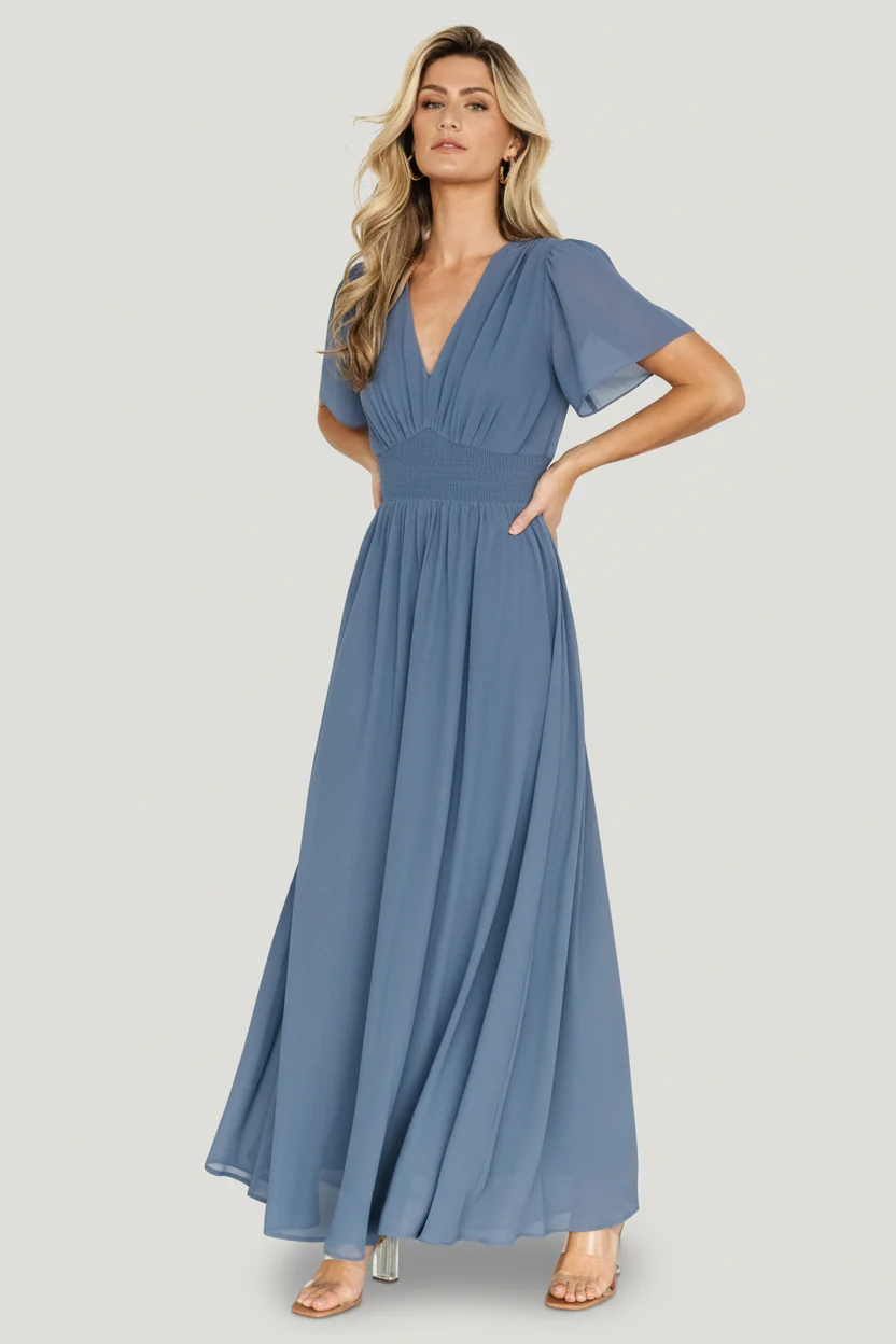 Birdie Maxi Dress - Whisper Blue Chiffon Maxi 21 Birdie Maxi Dress - Whisper Blue Chiffon Maxi