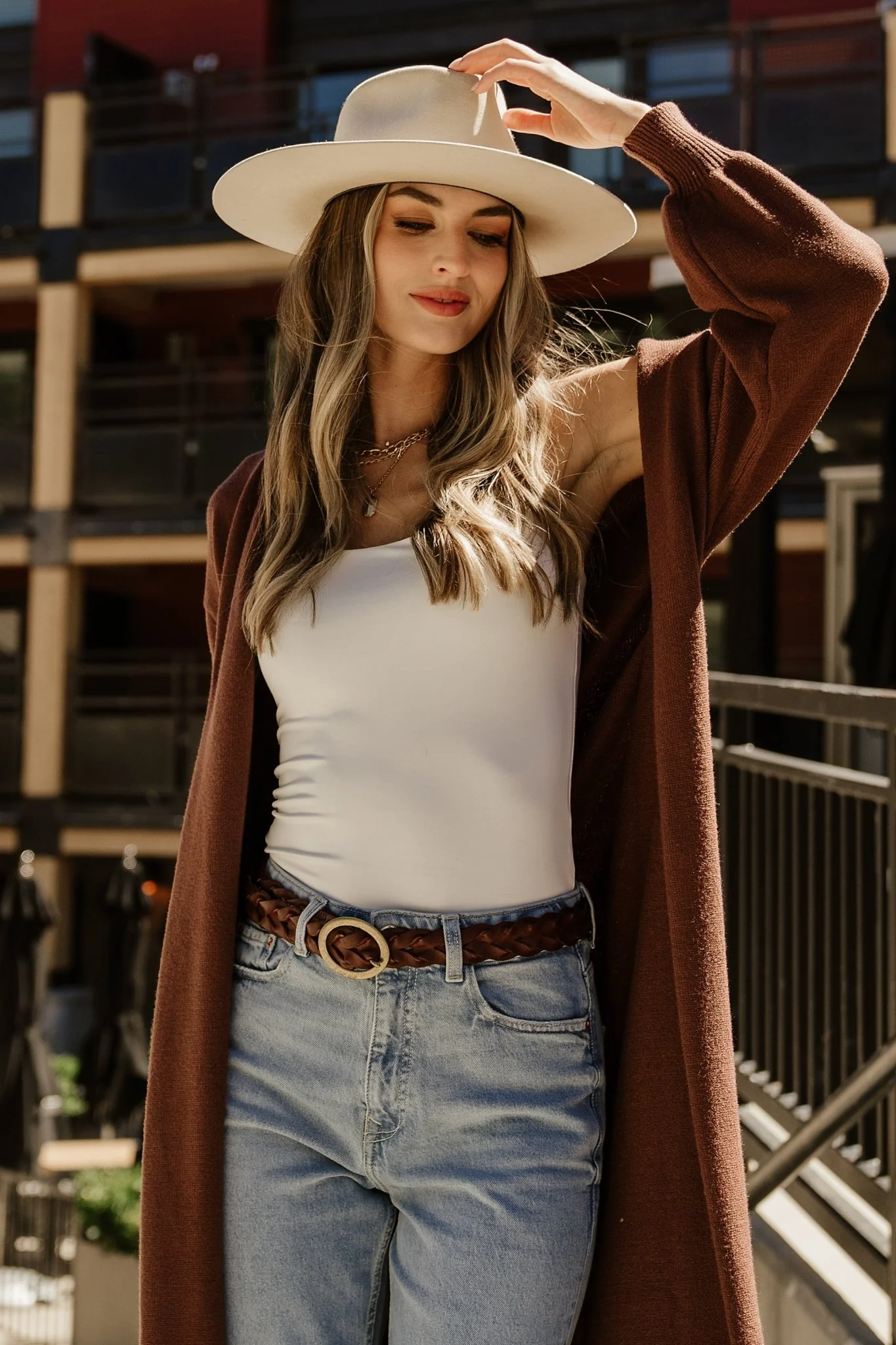 Ethel Long Cardigan - Open Sweater, Dark Brown 6 Ethel Long Cardigan - Open Sweater, Dark Brown