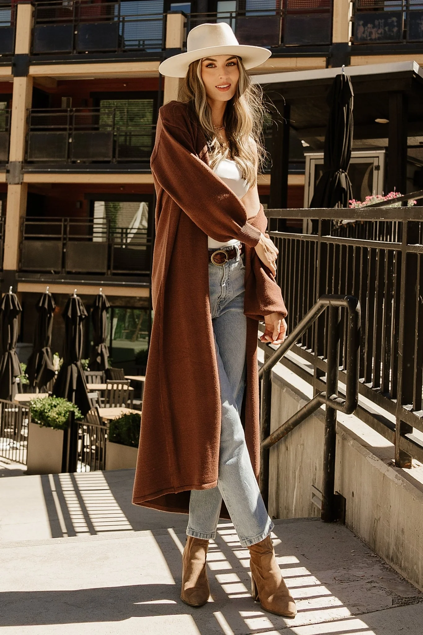 Ethel Long Cardigan - Open Sweater, Dark Brown 7 Ethel Long Cardigan - Open Sweater, Dark Brown