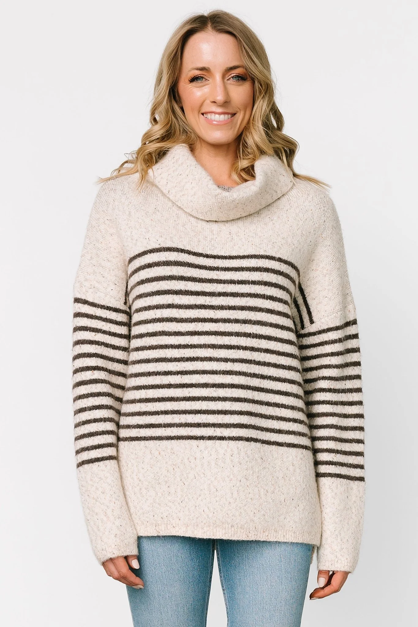 Pennington Turtleneck Sweater, Cream Stripe
