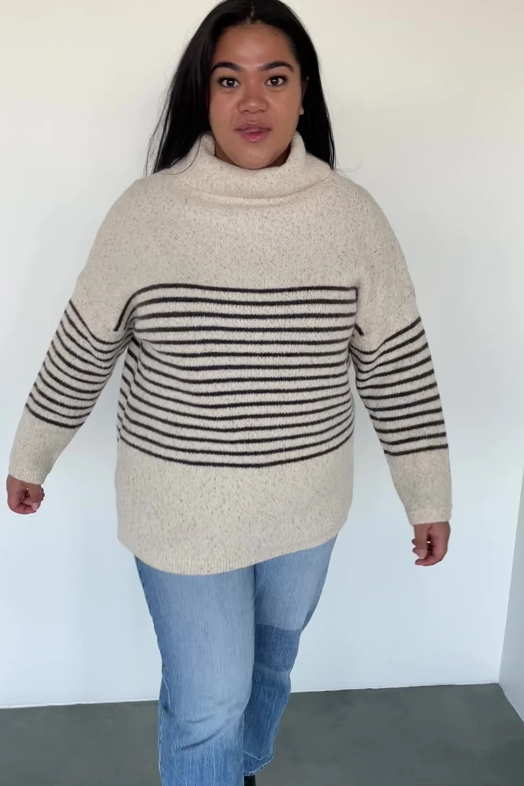 Pennington Turtleneck Sweater, Cream Stripe
