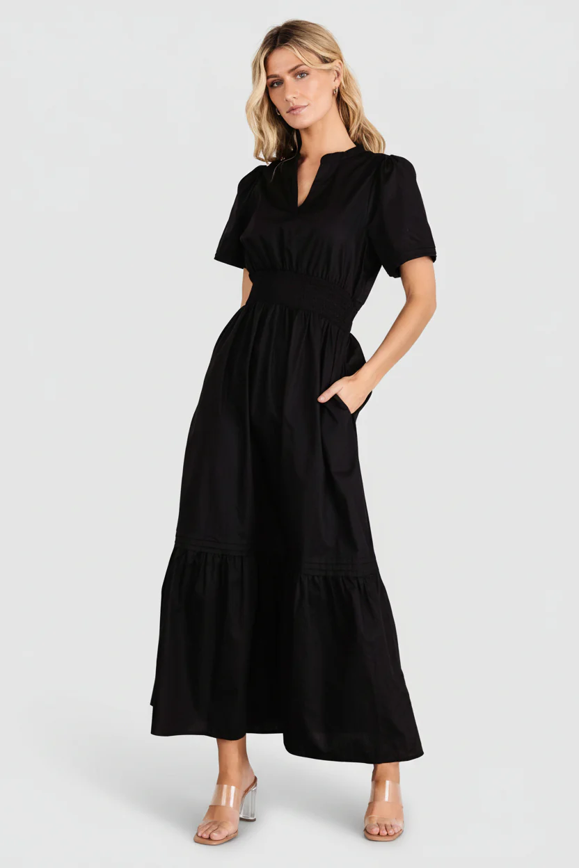 Vera Maxi Dress - Smocked Cotton Maxi, Pockets