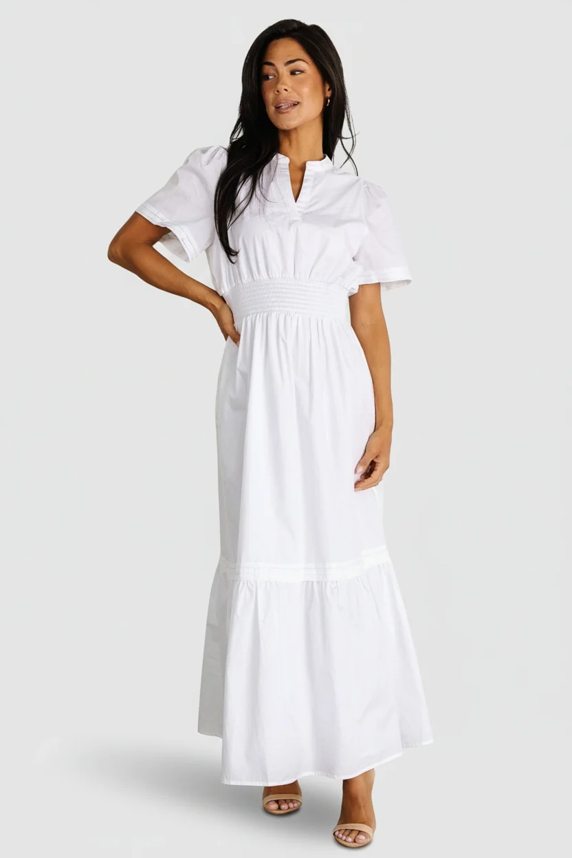 Vera Maxi Dress — Off White Cotton Maxi with Pockets