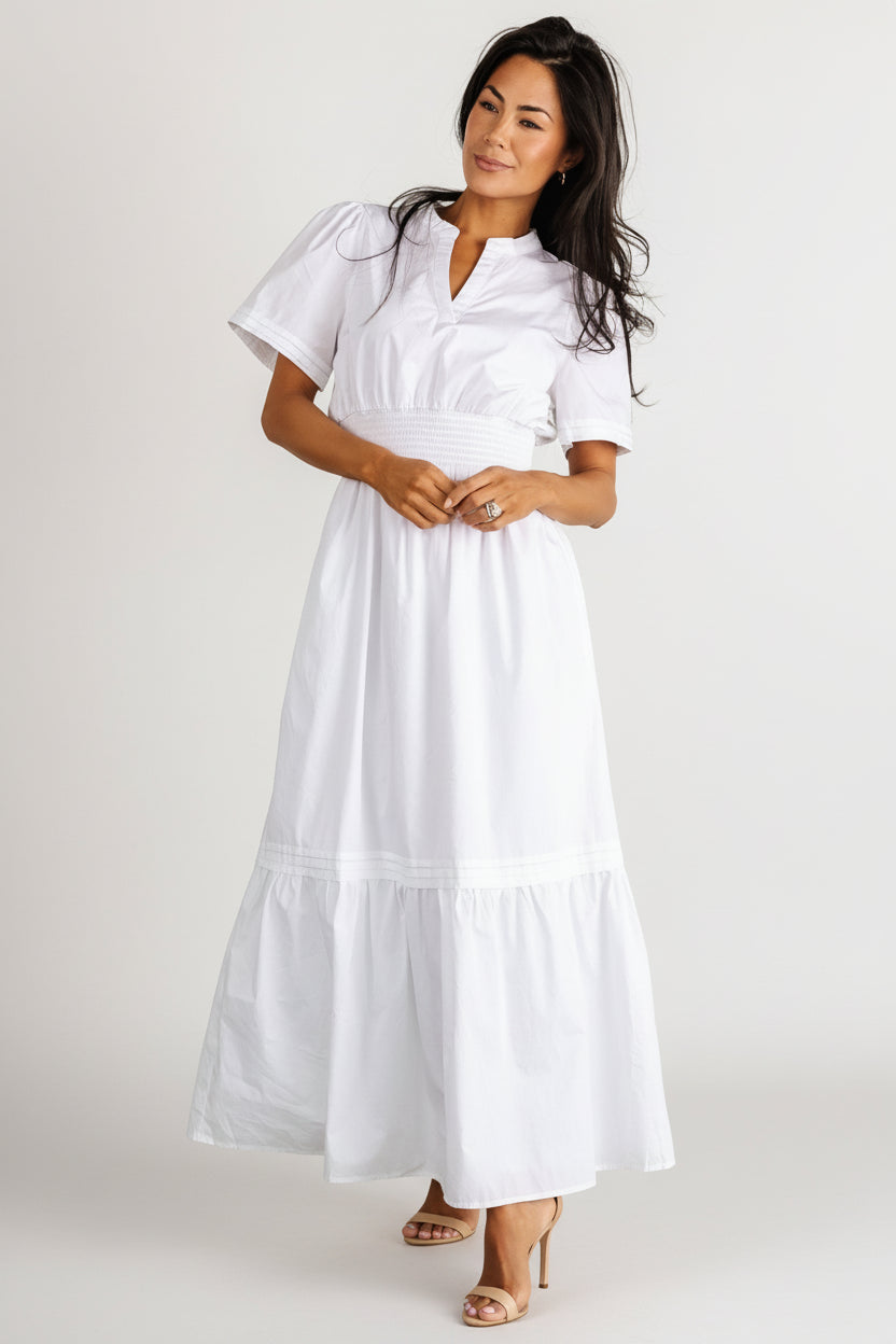 Vera Maxi Dress — Off White Cotton Maxi with Pockets
