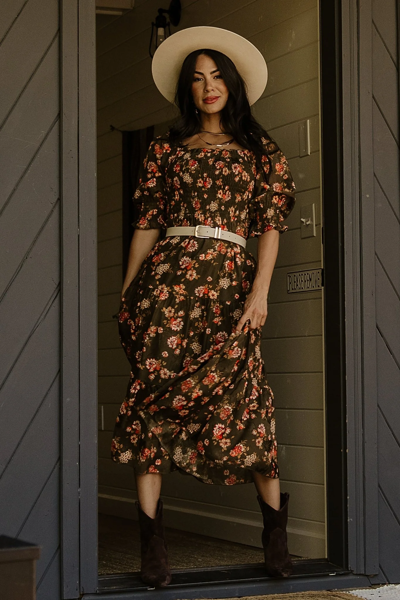Fabian Jacquard Midi Dress — Olive Floral 3 Fabian Jacquard Midi Dress — Olive Floral
