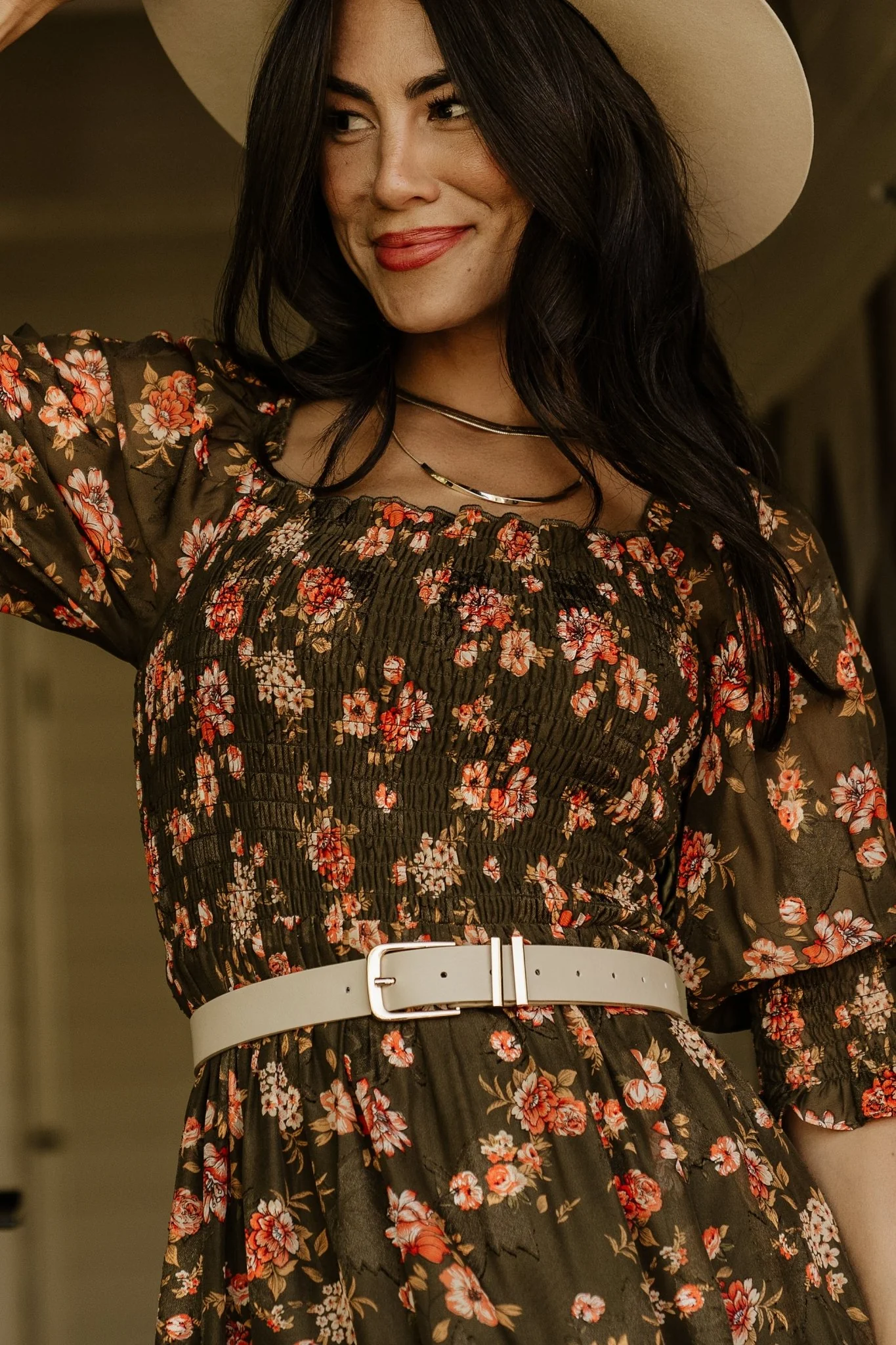 Fabian Jacquard Midi Dress — Olive Floral 7 Fabian Jacquard Midi Dress — Olive Floral