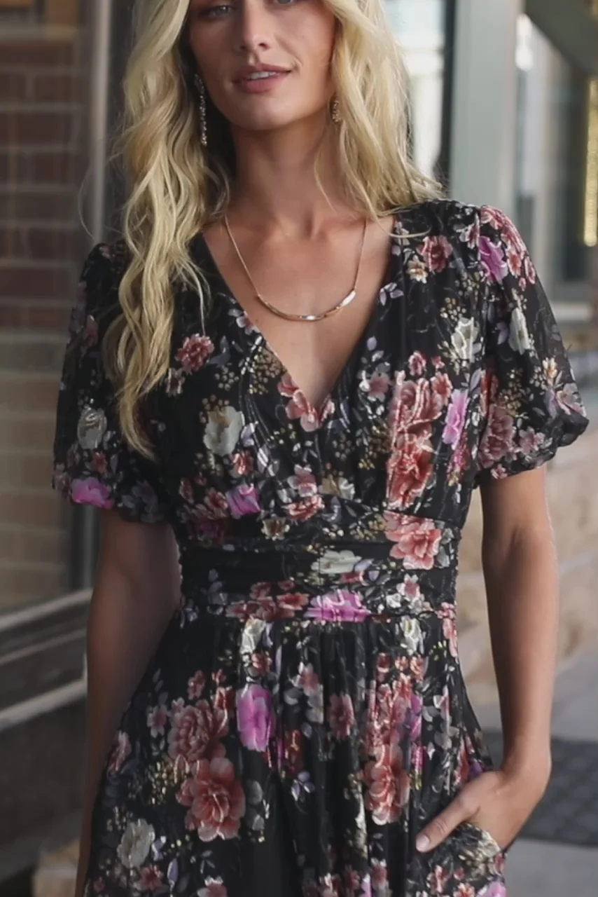Ardley Maxi Dress — Black Multi Floral Maxi