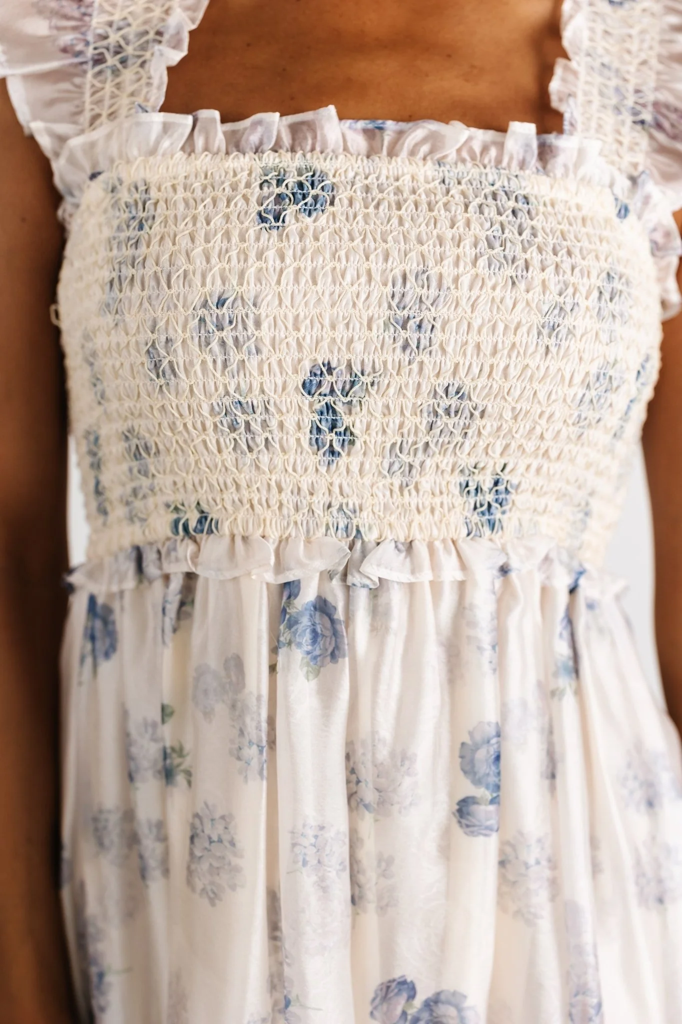 Phoebe Midi Dress — Cream & Blue Floral 5 Phoebe Midi Dress — Cream & Blue Floral