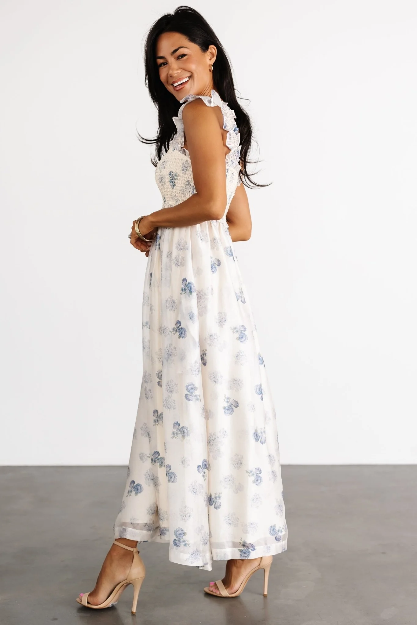 Phoebe Midi Dress — Cream & Blue Floral 6 Phoebe Midi Dress — Cream & Blue Floral