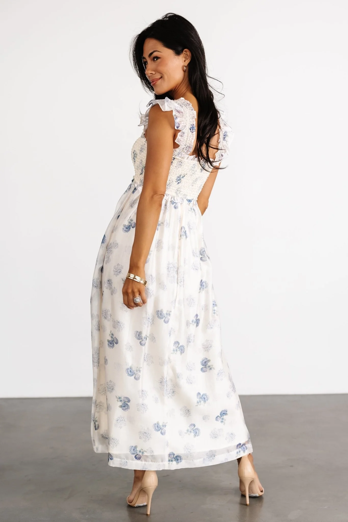 Phoebe Midi Dress — Cream & Blue Floral 7 Phoebe Midi Dress — Cream & Blue Floral