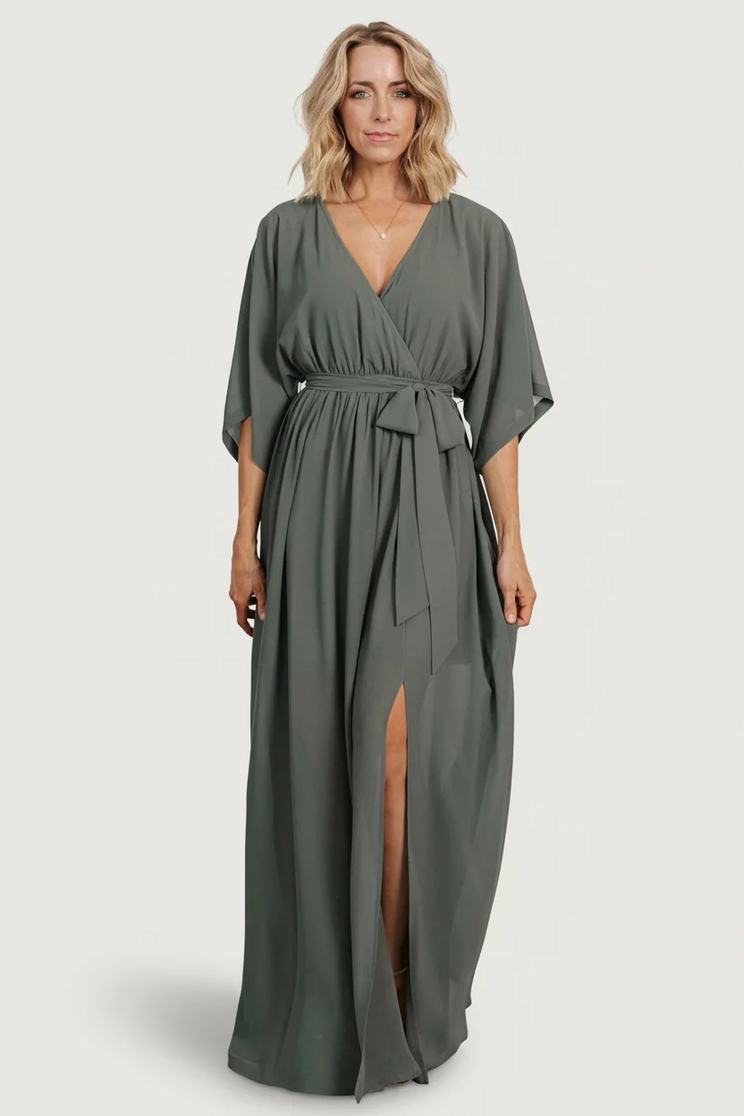 Kia Kimono Maxi Dress — Dark Sage
