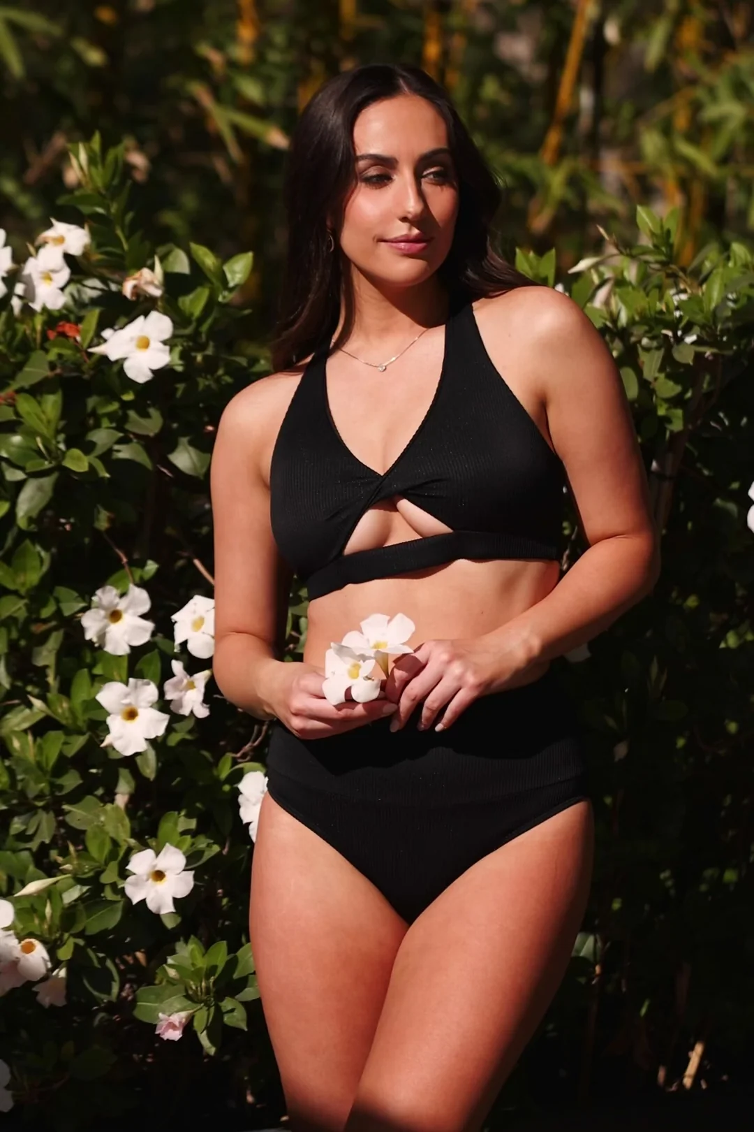 Del Mar Ribbed Bikini Bottom - Black