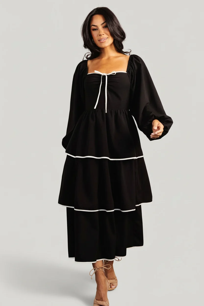 Barcelona Tiered Midi Dress - Sweetheart 9 Barcelona Tiered Midi Dress - Sweetheart
