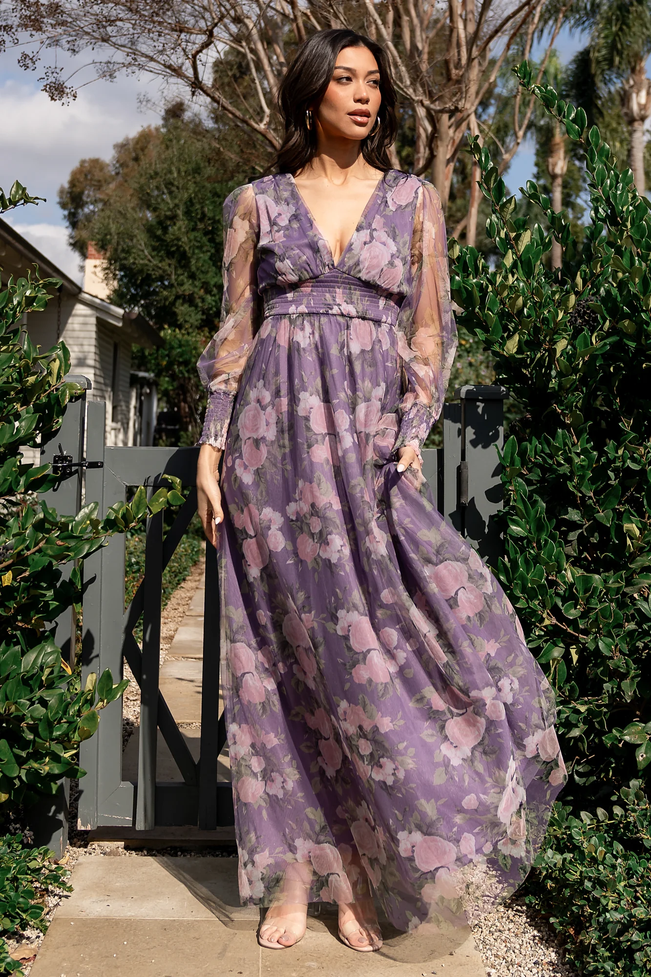 Layla Tulle Maxi Dress — Lavender Floral