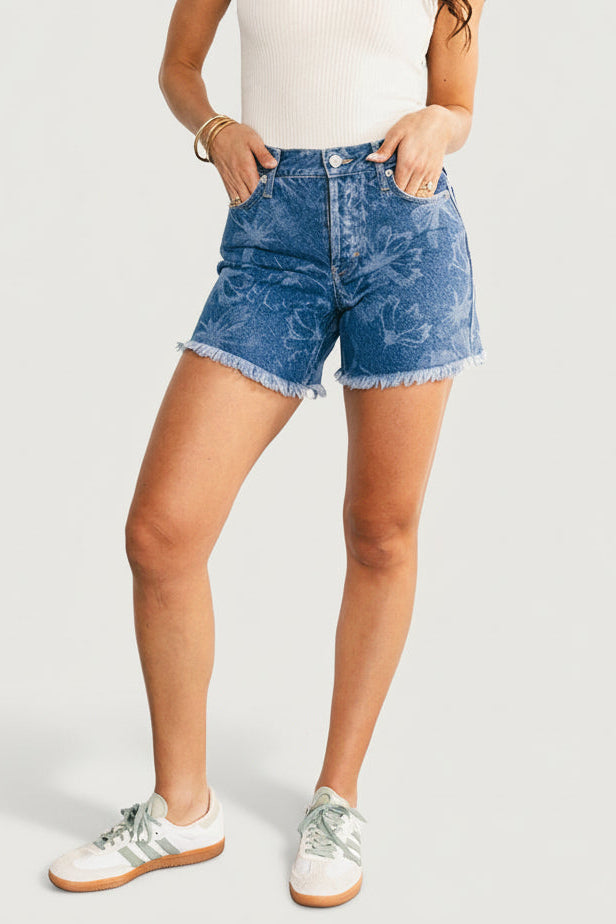 Vida High-Rise Jean Shorts, Medium Floral Wash 16 Vida High-Rise Jean Shorts, Medium Floral Wash