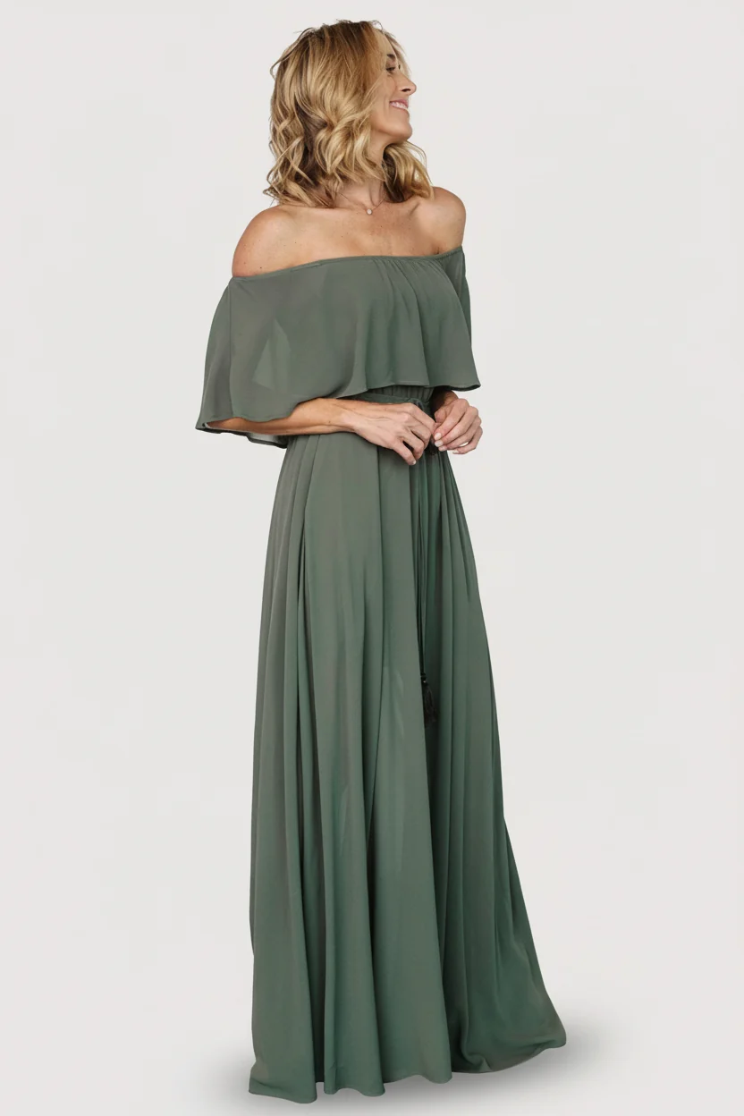 Victoria Off Shoulder Maxi Dress — Dark Sage 15 Victoria Off Shoulder Maxi Dress — Dark Sage