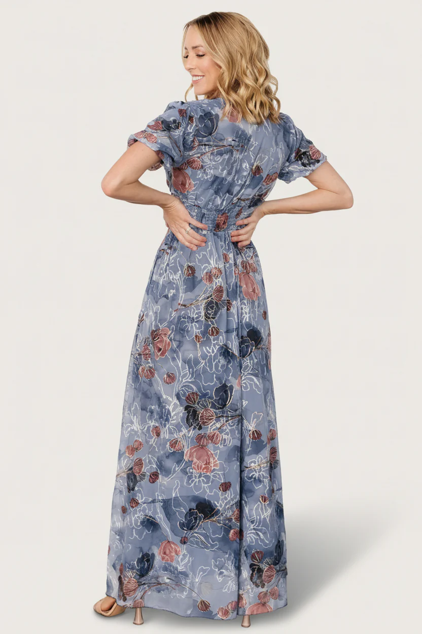 Ardley Maxi Dress Slate Print Embroidered Tulle 6 Ardley Maxi Dress Slate Print Embroidered Tulle