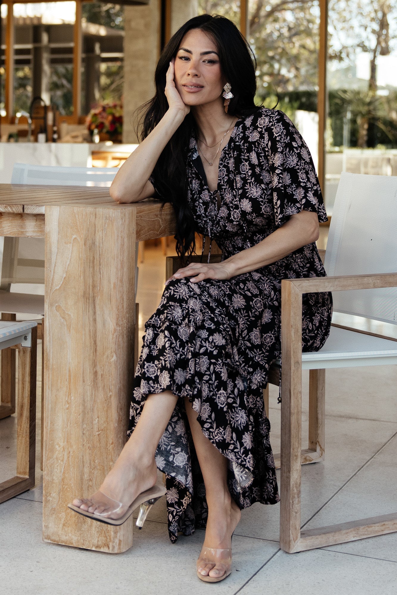 Spell Boho Midi Dress — Black & Taupe Floral 6 Spell Boho Midi Dress — Black & Taupe Floral