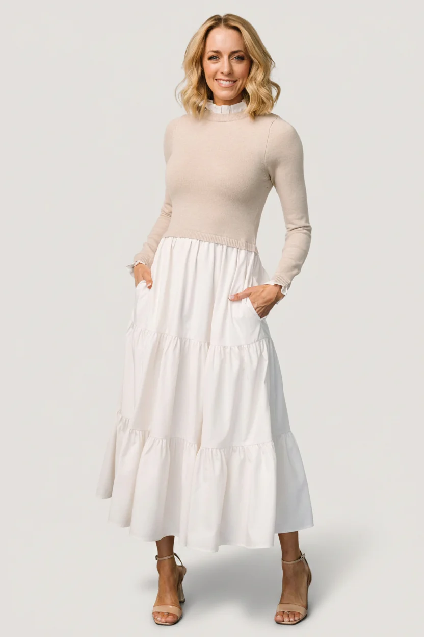 Sophie Sweater Dress — Ruffle Neckline 3 Sophie Sweater Dress — Ruffle Neckline