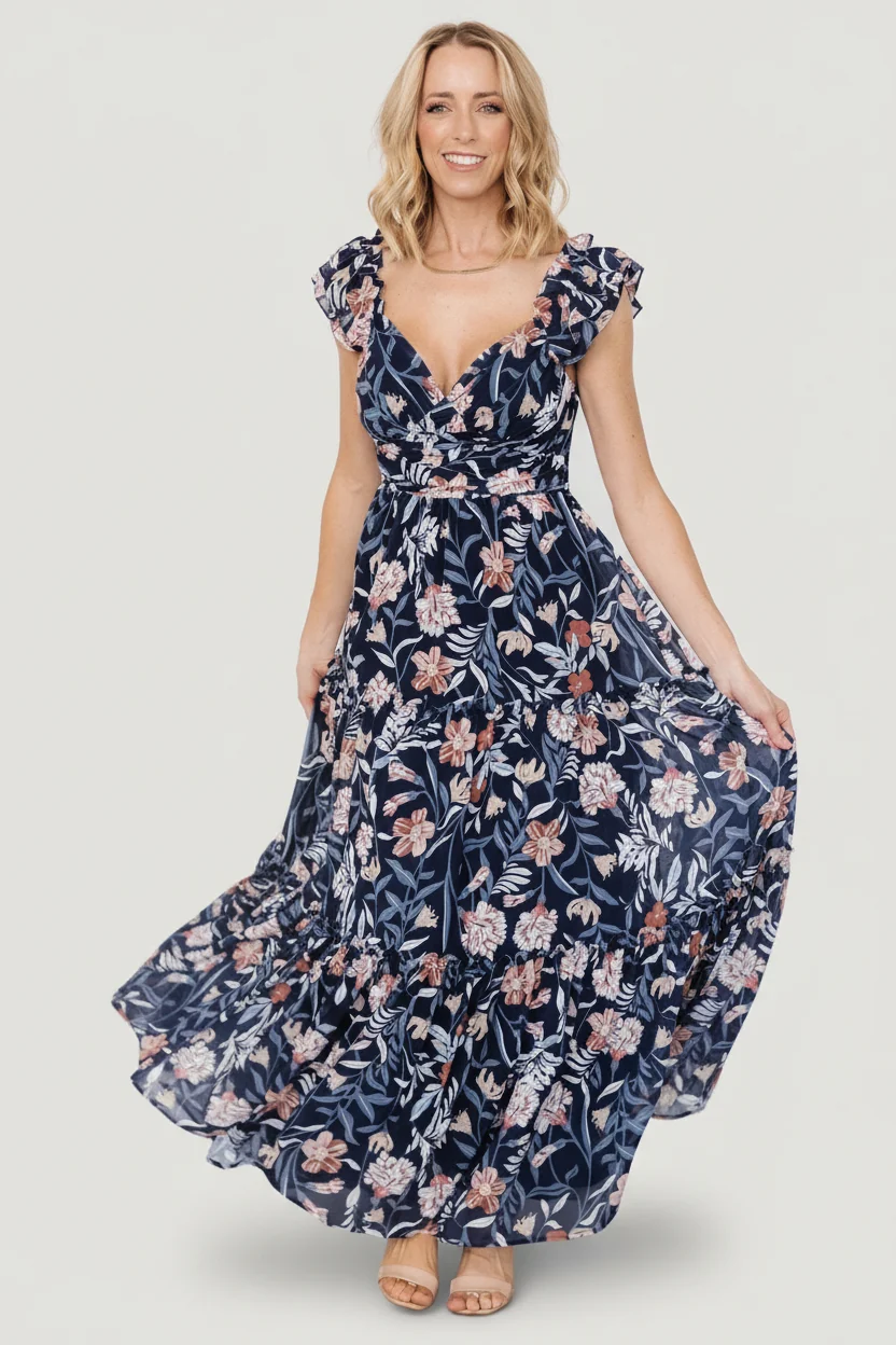 Martina Maxi Dress - Navy Floral Chiffon Maxi 17 Martina Maxi Dress - Navy Floral Chiffon Maxi