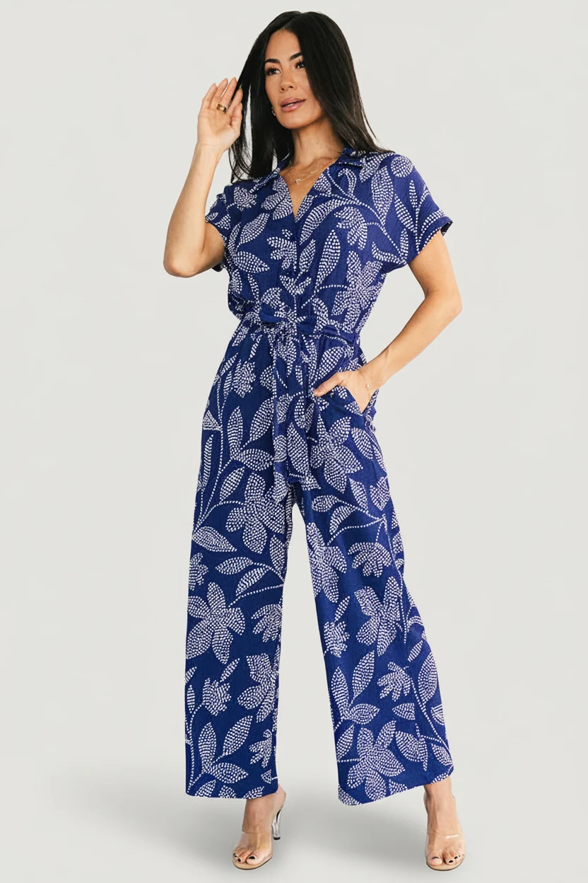 Costa Jumpsuit - Blue Print Nursing Jumpsuit