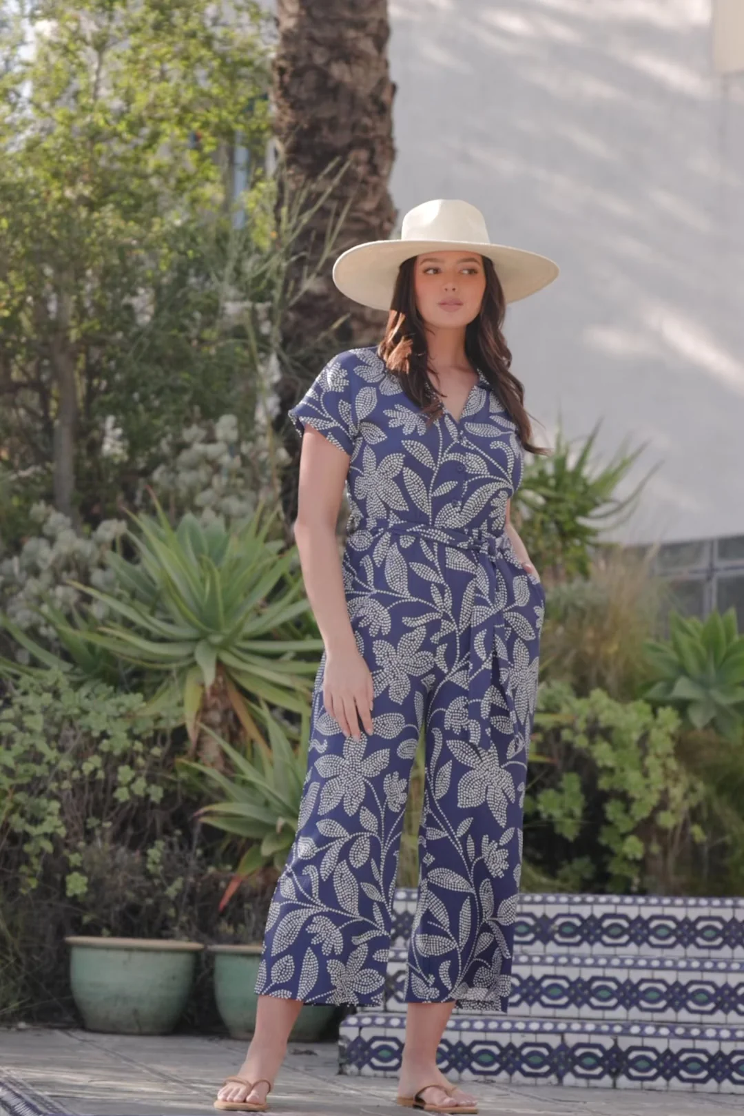 Costa Jumpsuit - Blue Print Nursing Jumpsuit