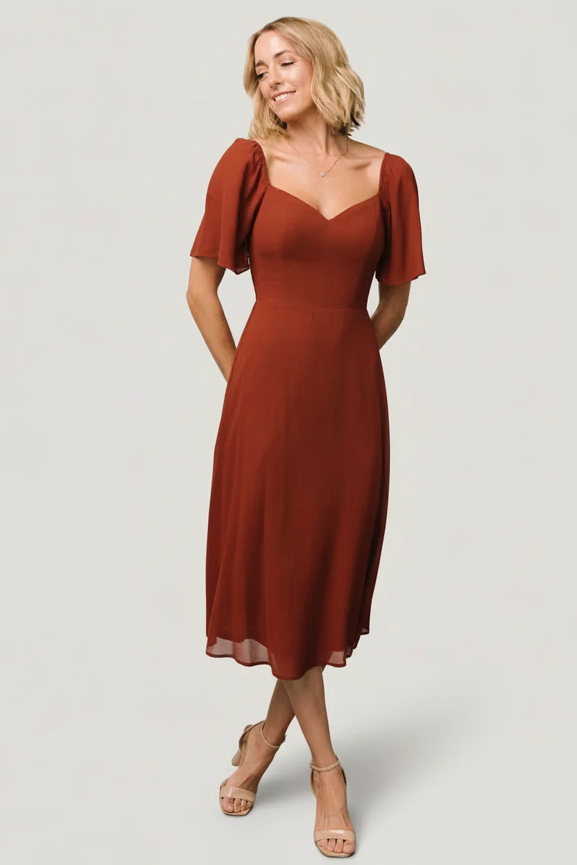 Colette Sweetheart Midi Dress — Cinnamon