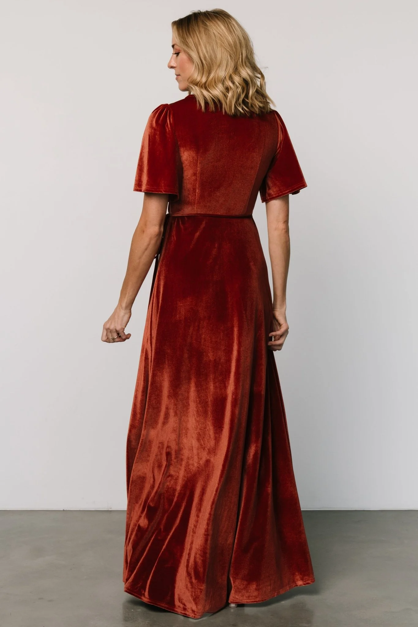 Katelyn Velvet Maxi Wrap Dress - Cinnamon 5 Katelyn Velvet Maxi Wrap Dress - Cinnamon