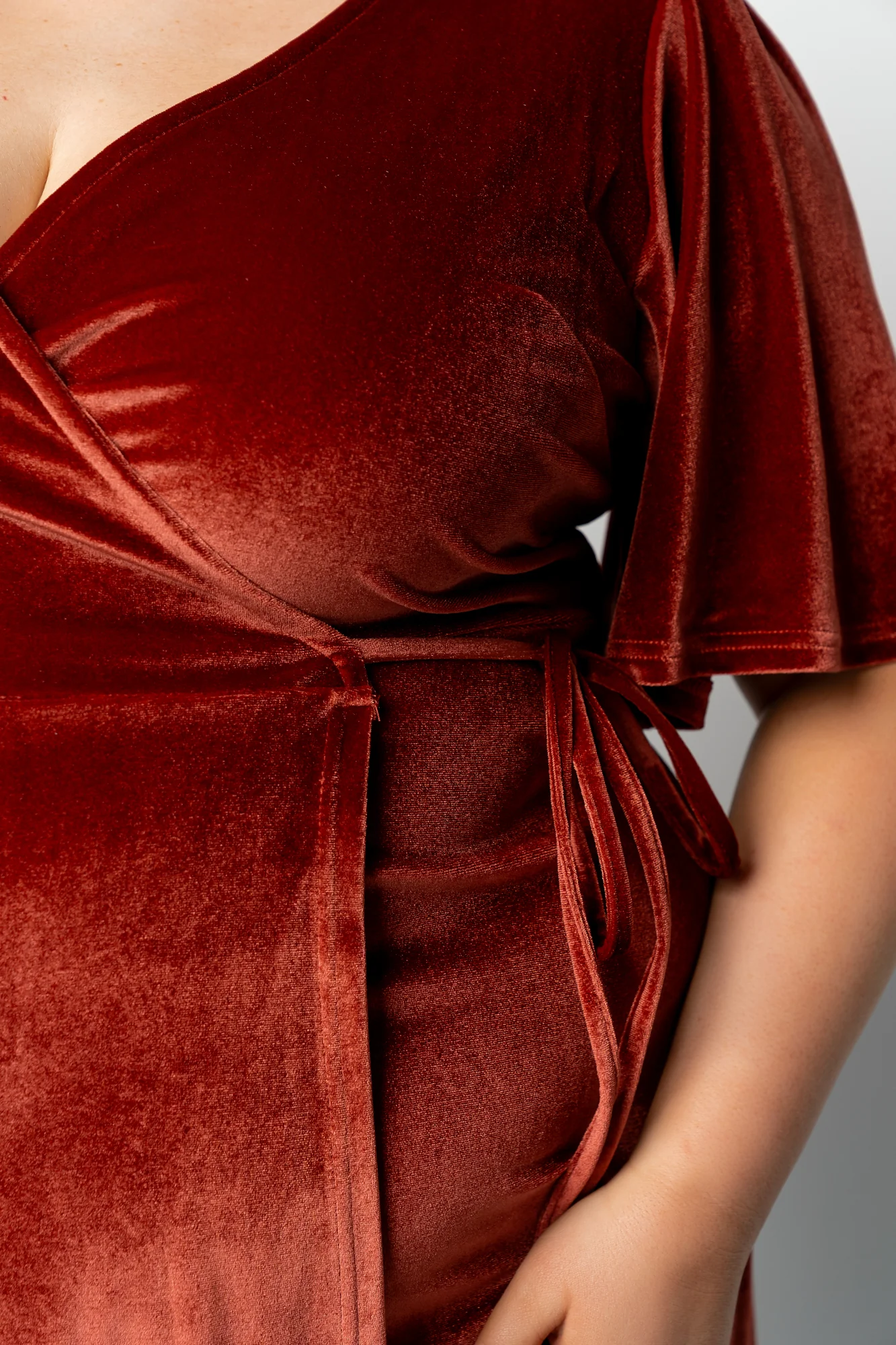Katelyn Velvet Maxi Wrap Dress - Cinnamon 7 Katelyn Velvet Maxi Wrap Dress - Cinnamon
